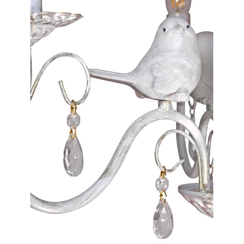 Люстра с птичками с хрусталем подвесная 3 абажура S1294-3 Петрасвет