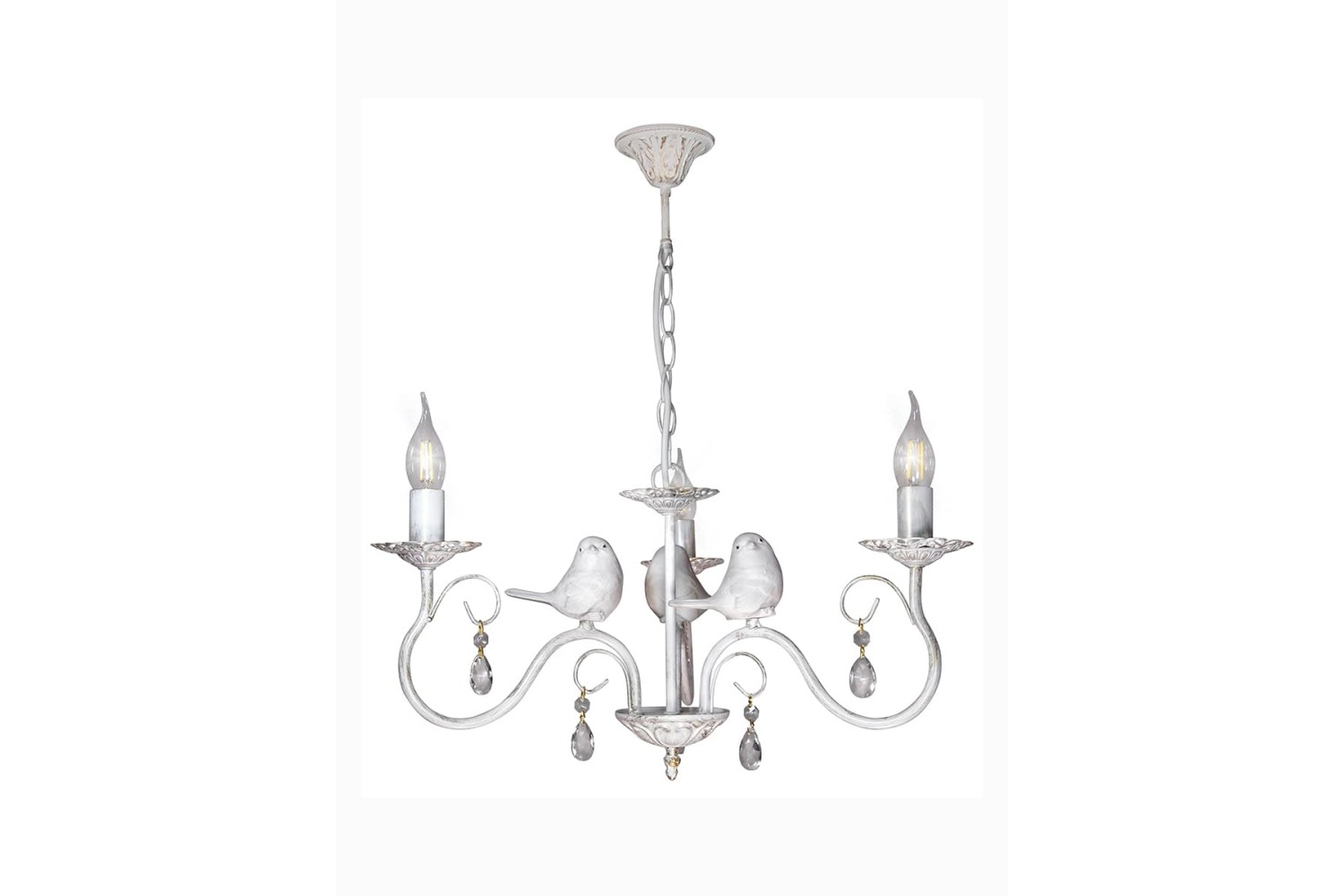 Люстра с птичками с хрусталем подвесная 3 ламп S1292-3 Петрасвет