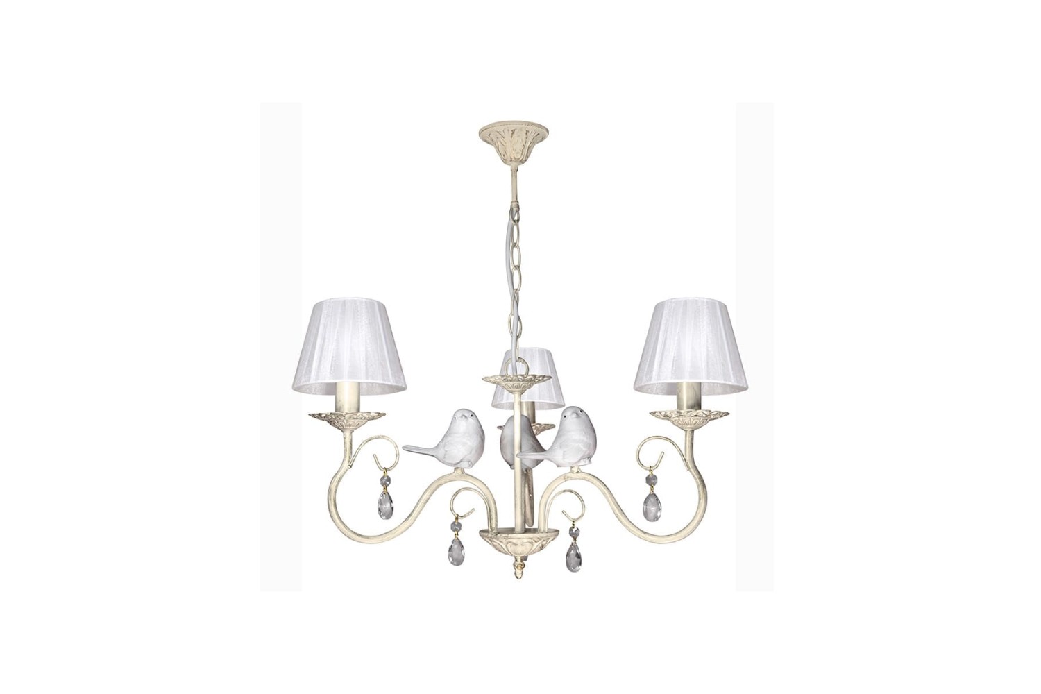 Люстра с птичками с хрусталем подвесная 3 абажура S1295-3 Петрасвет