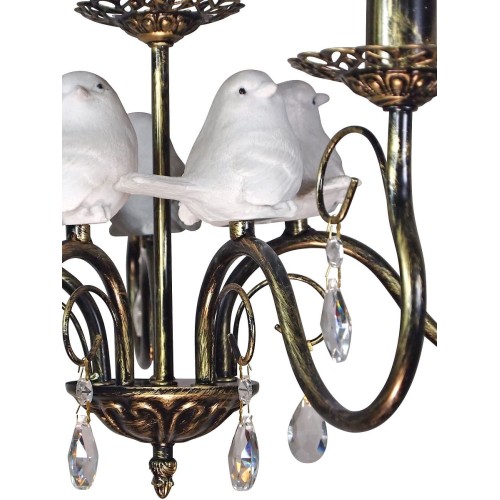Люстра с птичками с хрусталем подвесная 5 ламп черная S1298-5 Петрасвет