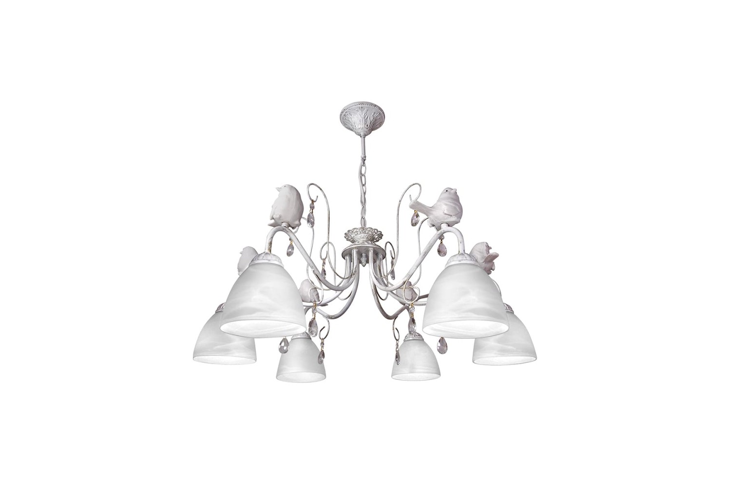 Люстра с птичками большая белая Петрасвет S2614-6